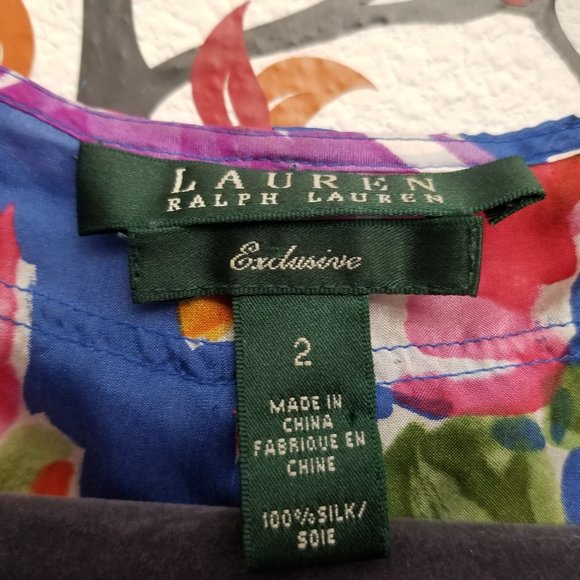 Lauren by Ralph Lauren 100% Silk Ruffle Dress Sz 2 - Picture 4 of 5